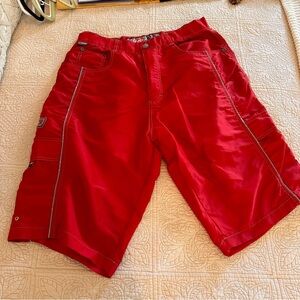 Vintage 90’s Kikwear KDUB Size 34 Baggy Rave Skate Wide Leg Cargo Red Shorts